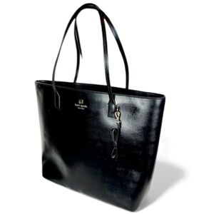 Kate Spade NWOT New Yorker Sawyer Street Maxi Black Leather‎ XL Tote 12” x 13”